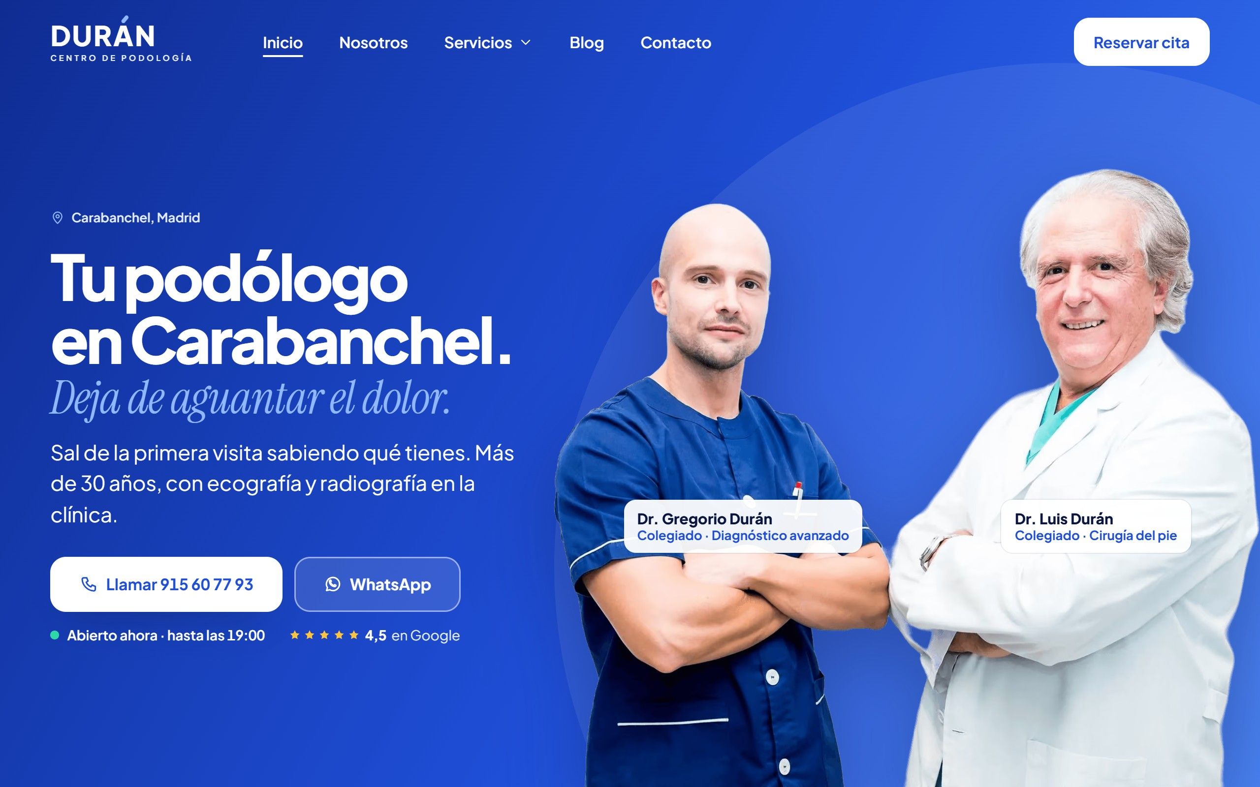 Web de Podología Durán, clínica de podología