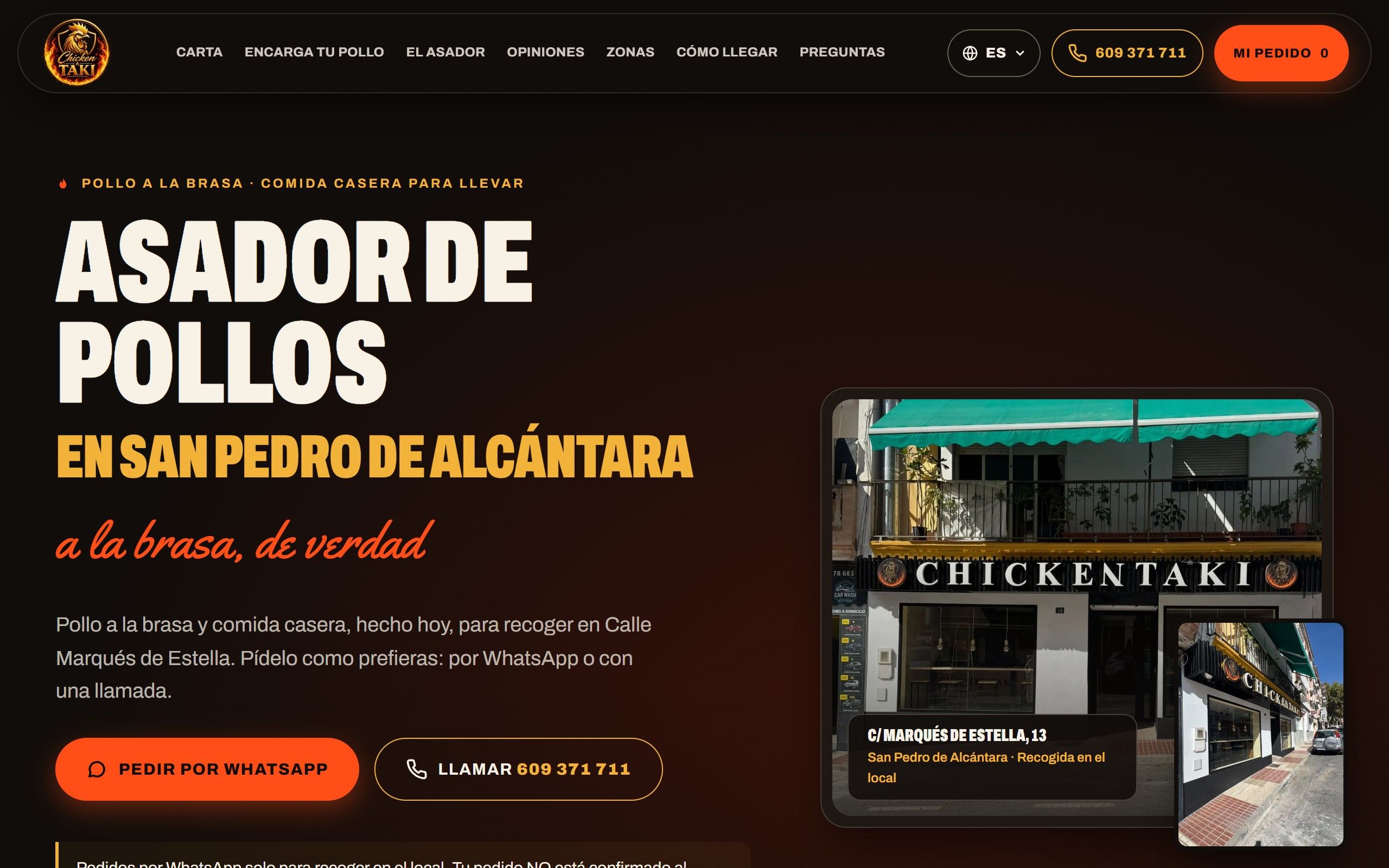 Web de Chicken Taki, asador de pollos