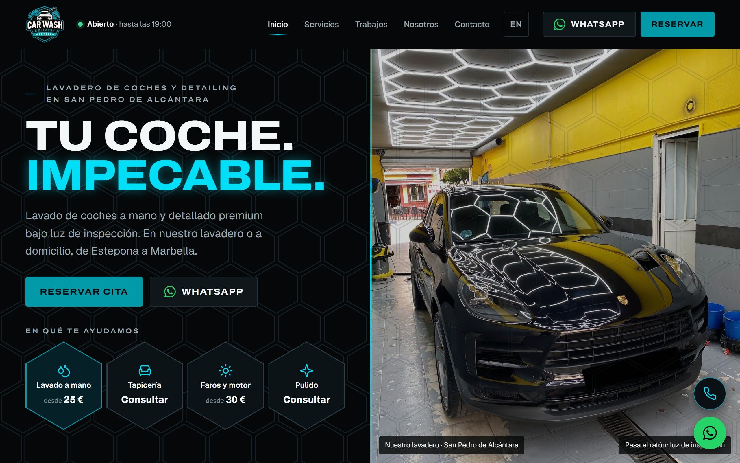 Web de Car Wash Delivery Marbella, lavadero de coches y detailing