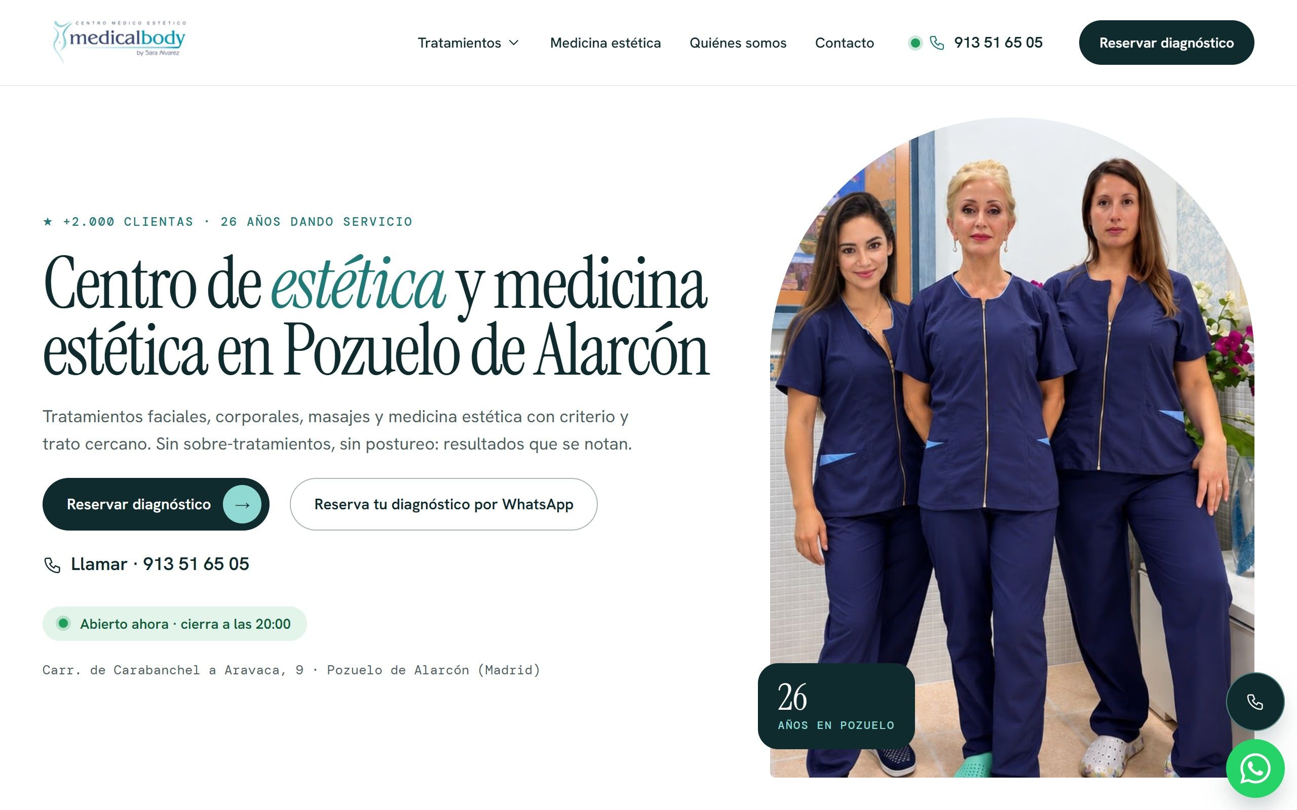 Web de Medicalbody, centro médico estético